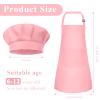 BOUBONI Kids Apron and Chef Hat Set Adjustable Child Art Aprons with 2 Pockets Toddler Chef Hat and Apron for Cooking Baking Painting (Pink) view 2