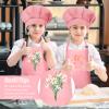 BOUBONI Kids Apron and Chef Hat Set Adjustable Child Art Aprons with 2 Pockets Toddler Chef Hat and Apron for Cooking Baking Painting (Pink) view 4