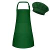 BOUBONI Kids Apron and Chef Hat Set Adjustable Child Art Aprons with 2 Pockets Toddler Chef Hat and Apron for Cooking Baking Painting (Dark Green) view 1
