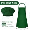 BOUBONI Kids Apron and Chef Hat Set Adjustable Child Art Aprons with 2 Pockets Toddler Chef Hat and Apron for Cooking Baking Painting (Dark Green) view 2
