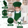 BOUBONI Kids Apron and Chef Hat Set Adjustable Child Art Aprons with 2 Pockets Toddler Chef Hat and Apron for Cooking Baking Painting (Dark Green) view 3