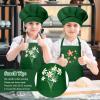 BOUBONI Kids Apron and Chef Hat Set Adjustable Child Art Aprons with 2 Pockets Toddler Chef Hat and Apron for Cooking Baking Painting (Dark Green) view 4
