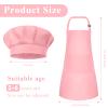 BOUBONI Kids Apron and Chef Hat Set - Adjustable Chef Apron with 2 Pockets - Toddler Chef Hat and Apron for Cooking Baking Painting (Pink) view 2