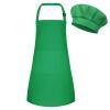 BOUBONI Kids Apron and Chef Hat Set Adjustable Child Art Aprons with 2 Pockets Toddler Chef Hat and Apron for Cooking Baking Painting (Green) view 1