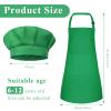 BOUBONI Kids Apron and Chef Hat Set Adjustable Child Art Aprons with 2 Pockets Toddler Chef Hat and Apron for Cooking Baking Painting (Green) view 2