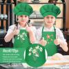 BOUBONI Kids Apron and Chef Hat Set Adjustable Child Art Aprons with 2 Pockets Toddler Chef Hat and Apron for Cooking Baking Painting (Green) view 4