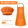 BOUBONI Kids Apron and Chef Hat Set Adjustable Child Art Aprons with 2 Pockets Toddler Chef Hat and Apron for Cooking Baking Painting (Orange) view 2
