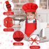 BOUBONI Kids Apron and Chef Hat Set Adjustable Chef Art Apron with 2 Pockets Toddler Chef Hat and Apron for Cooking Baking Painting (Red), Small view 3