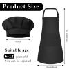 BOUBONI Kids Apron and Chef Hat Set Adjustable Child Art Aprons with 2 Pockets Toddler Chef Hat and Apron for Cooking Baking Painting (Black) view 2