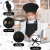 BOUBONI Kids Apron and Chef Hat Set Adjustable Child Art Aprons with 2 Pockets Toddler Chef Hat and Apron for Cooking Baking Painting (Black) view 3