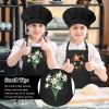 BOUBONI Kids Apron and Chef Hat Set Adjustable Child Art Aprons with 2 Pockets Toddler Chef Hat and Apron for Cooking Baking Painting (Black) view 4