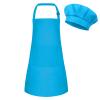 BOUBONI Kids Apron and Chef Hat Set - Adjustable Chef Apron with 2 Pockets - Toddler Chef Hat and Apron for Cooking Baking Painting (Blue) view 1