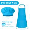 BOUBONI Kids Apron and Chef Hat Set - Adjustable Chef Apron with 2 Pockets - Toddler Chef Hat and Apron for Cooking Baking Painting (Blue) view 2
