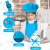 BOUBONI Kids Apron and Chef Hat Set - Adjustable Chef Apron with 2 Pockets - Toddler Chef Hat and Apron for Cooking Baking Painting (Blue) view 3