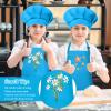 BOUBONI Kids Apron and Chef Hat Set - Adjustable Chef Apron with 2 Pockets - Toddler Chef Hat and Apron for Cooking Baking Painting (Blue) view 4