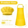 BOUBONI Kids Apron and Chef Hat Set Adjustable Chef Art Apron with 2 Pockets Toddler Chef Hat and Apron for Cooking Baking Painting (Yellow), Small view 2