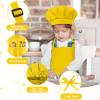 BOUBONI Kids Apron and Chef Hat Set Adjustable Chef Art Apron with 2 Pockets Toddler Chef Hat and Apron for Cooking Baking Painting (Yellow), Small view 3