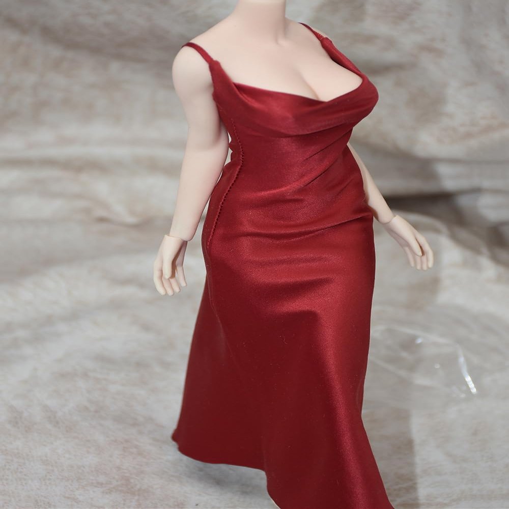 1/6 Scale Female Clothes,Female Silk Dress Long Skirt Slip Dress Clothing for 12inch PH TBL JO Worldbox Action Figure Body (Black)