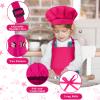 BOUBONI Kids Apron and Chef Hat Set Adjustable Child Art Aprons with 2 Pockets Toddler Chef Hat and Apron for Cooking Baking Painting (Rose Red) view 3