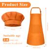 BOUBONI Kids Apron and Chef Hat Set Adjustable Chef Art Apron with 2 Pockets Toddler Chef Hat and Apron for Cooking Baking Painting (Orange) view 2