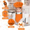 BOUBONI Kids Apron and Chef Hat Set Adjustable Chef Art Apron with 2 Pockets Toddler Chef Hat and Apron for Cooking Baking Painting (Orange) view 3