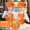 BOUBONI Kids Apron and Chef Hat Set Adjustable Chef Art Apron with 2 Pockets Toddler Chef Hat and Apron for Cooking Baking Painting (Orange) view 4