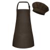 BOUBONI Kids Apron and Chef Hat Set Adjustable Child Art Aprons with 2 Pockets Toddler Chef Hat and Apron for Cooking Baking Painting (Brown) view 1