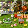 Barydat 400 Pcs Mini Resin Animals Figures Bulk for Pranks Hide Crafts Resin Miniature Accessories Mini Stuff for Valentine's Day Easter Party Favors Garden Decoration(Garden) view 4