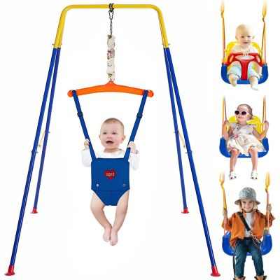3 in 1 Toddler Swing, Indoor Outdoor Baby Swing Jumper, Metal Swing Set for Play Toys, 200lbs Kids Swing Set for Backyard, 45.27" H