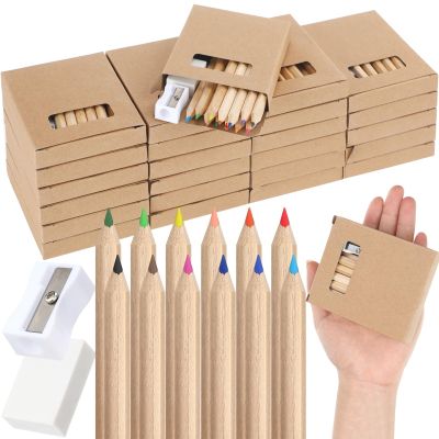 150 Set Mini Colored Pencil Bulk for Kid 3.5in Colored Valentines Pencils for Coloring Drawing Bulk for Student Teacher 12 Color with Sharpener Eraser School Classroom Valentines Party Favors Gifts