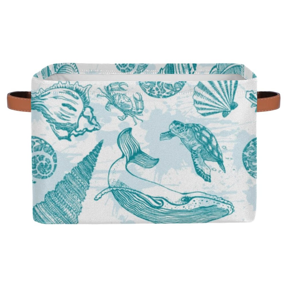 JXDXHCW Whales Printed Storage Basket Bins with Handles Collapsible Basket Canvas Fabric For Bedroom Home Office