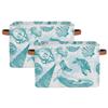 JXDXHCW Whales Printed Storage Basket Bins with Handles Collapsible Basket Canvas Fabric For Bedroom Home Office view 3