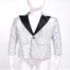 Miutii Kids Boys Sequin Jacket Suit One Button Tuxedo Blazer Prom Wedding Dinner Party Disco Costume Silver 8 Years view 3