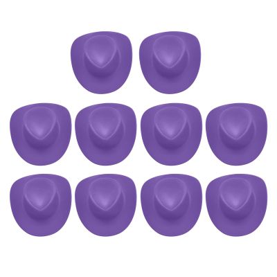 10 Pcs Western Cowboy Party Accessories Plastic Mini Western Cowboy Hat and Mini Bandannas Mini Cute Doll Hat for Western Cowboy Party Wine Bottle Cake Doll Decoration (Purple, One Size)