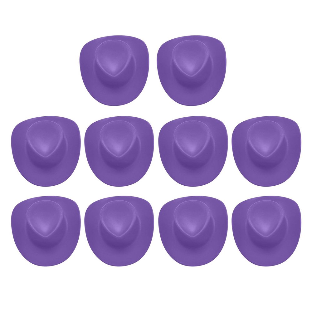 10 Pcs Western Cowboy Party Accessories Plastic Mini Western Cowboy Hat and Mini Bandannas Mini Cute Doll Hat for Western Cowboy Party Wine Bottle Cake Doll Decoration (Purple, One Size)
