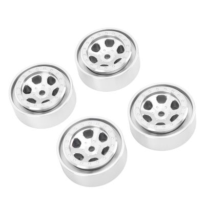 1.3 Inches Wheels Rim, Improved Balance Durable Fadeproof 4pcs 6 Holes Aluminum Alloy Wheel Rim for Traxxas TRX4M 1/18 RC Crawler (Silver)