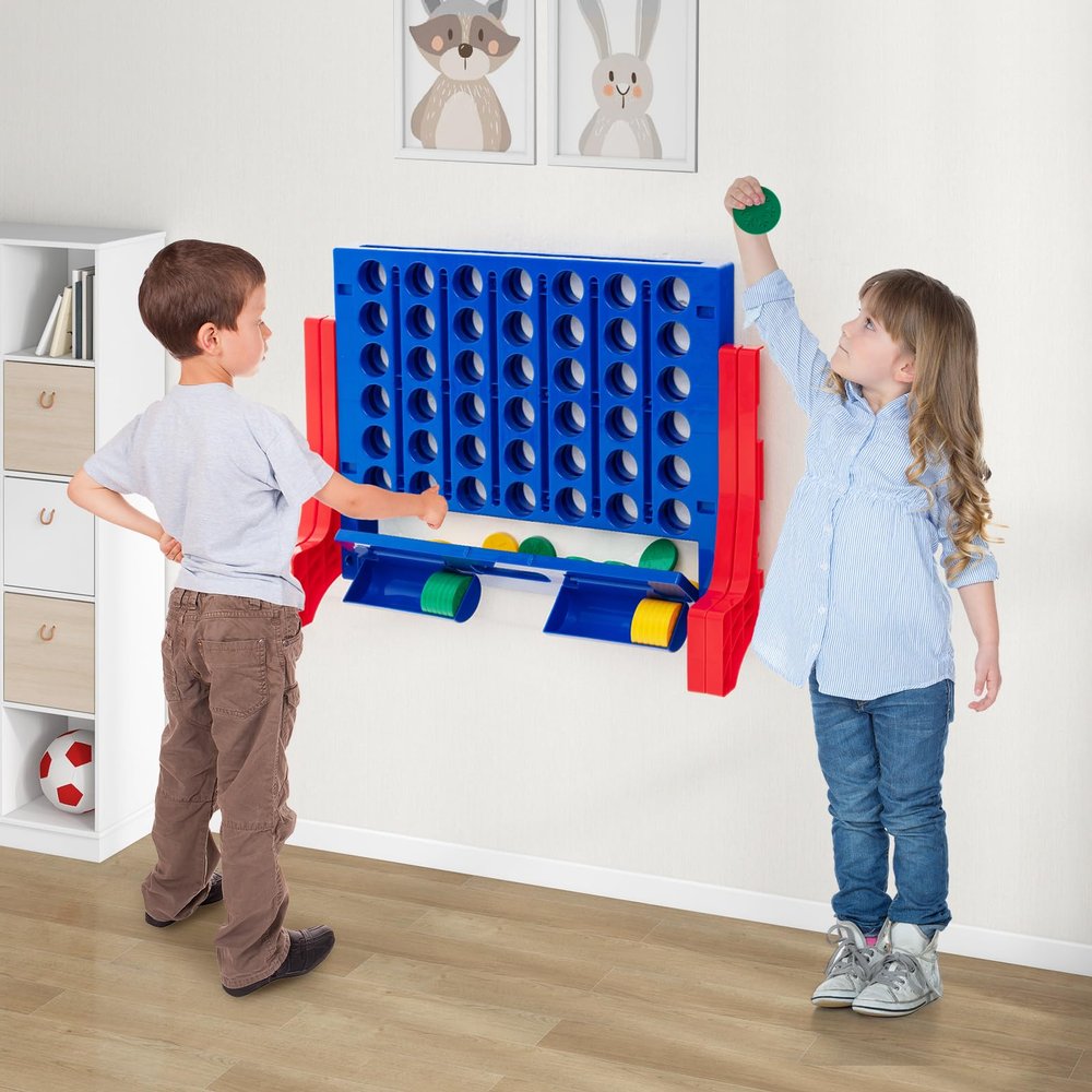 HONEY JOY Giant 4 in A Row, Wall Mounted & Tabletop Four Connect Game, Indoor Outdoor Board Game for Adults Kids, Basement Room, Jumbo 4-to-Score Connect Game Set w/Carrying Bag & 42 Coins