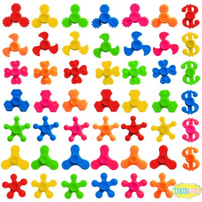 100 Pack Mini Fidget Spinner Toys,Stress Relief Sensory Toys,Birthday Party Favors Gifts for Kids Teens Adults,Easter Basket Goodie Bag Stuffers,Treasure Box Toys for Classroom Prizes Supplies