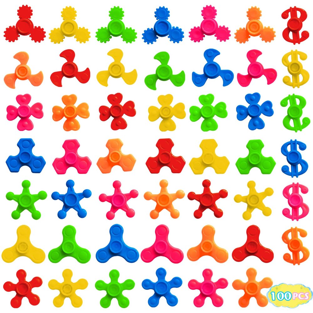 100 Pack Mini Fidget Spinner Toys,Stress Relief Sensory Toys,Birthday Party Favors Gifts for Kids Teens Adults,Easter Basket Goodie Bag Stuffers,Treasure Box Toys for Classroom Prizes Supplies