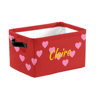 ZAACUSTOM Loving Heart Personalized Name Storage Bins Boxes Waterproof Custom Kids Toys Storage Basket Organizer Cubes Foldable Customized Box for Boys Girls, 1 Pack