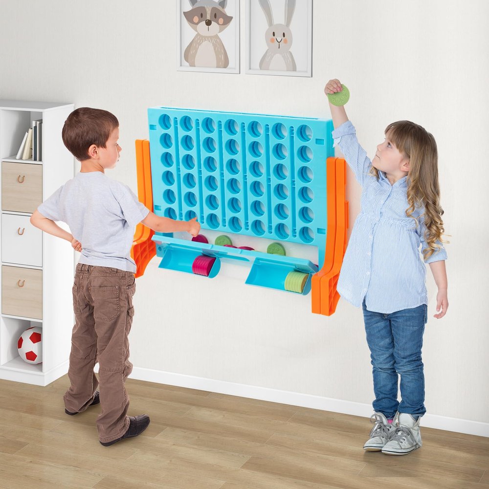 HONEY JOY Giant 4-in-A-Row, Wall Mounted & Tabletop Four Connect Game, Indoor Outdoor Board Game for Adults Kids, Basement Room, Jumbo 4-to-Score Connect Game Set w/Carrying Bag & 42 Coins
