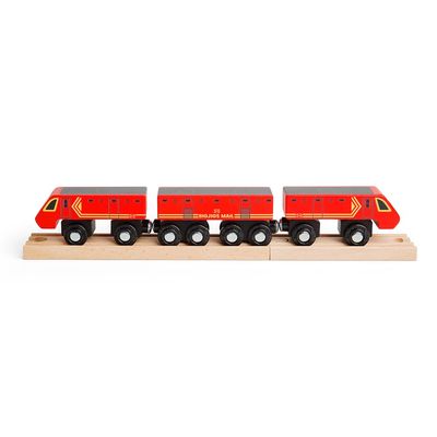 Bigjigs Rail Red Postal Train - Wooden Trains for Kids, Train Toy Accessories, Toddler Railway Sets, 3 Carriages & 2 Track Pieces, Magnetic Couplings, 3+ Year Old