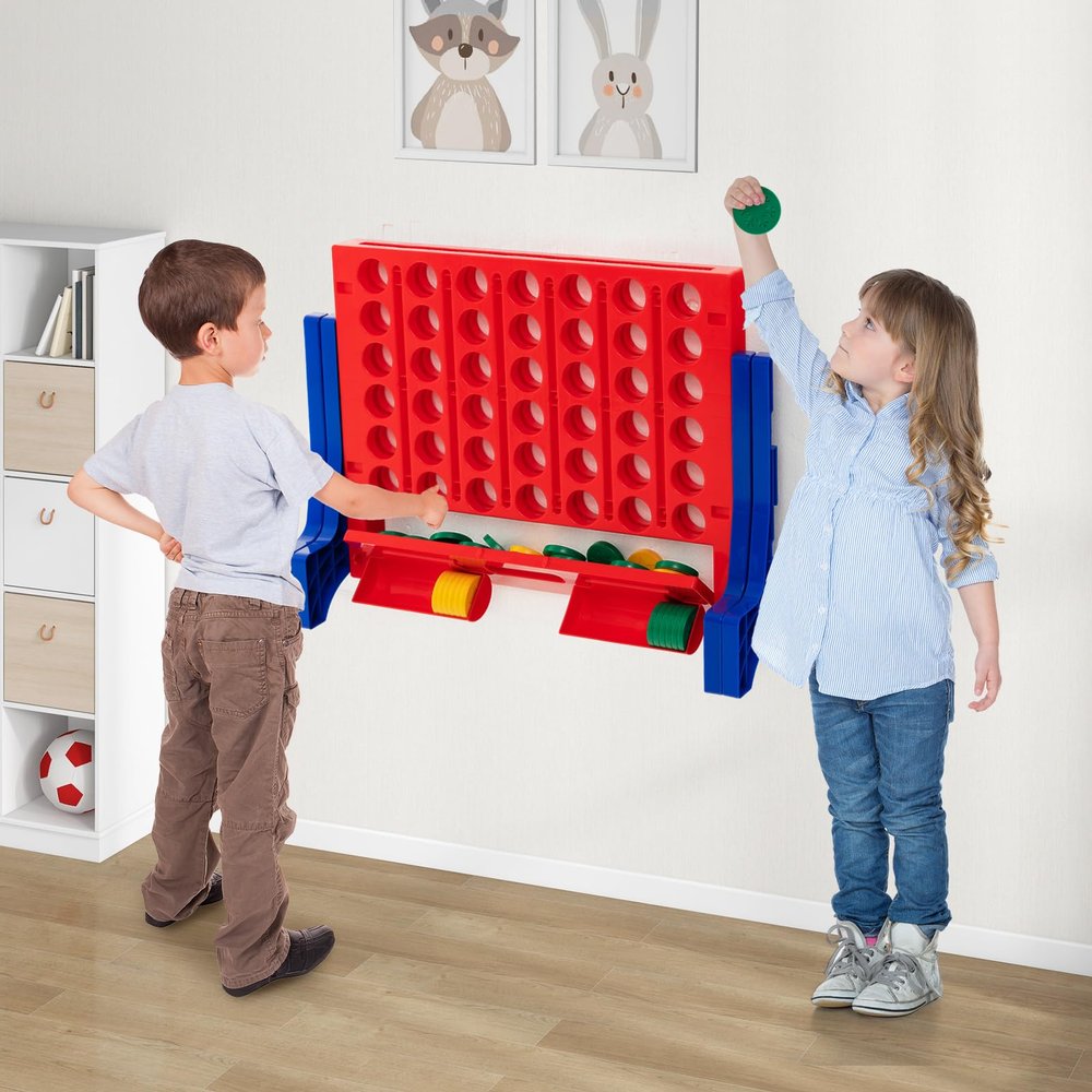 HONEY JOY Giant 4 in A Row, Wall Mounted & Tabletop Four Connect Game, Indoor Outdoor Board Game for Adults Kids, Basement Game Room Decor, Jumbo 4-to-Score Connect Game Set w/Carrying Bag & 42 Coins