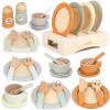 Wooden Play Dishes and Plates for Kids Kitchen Set, 27 PCS Wooden Play Kitchen Accessories, Kitchen Toy for Toddlers Boys Girls 3 4 5 6 view 1