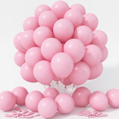 Jobkoo Pastel Pink Balloons 12 Inch, 100 Pack Baby Pink Balloon Light Pink Latex Balloons Matte Pale Soft Macaron Pink Helium Balloons for Gender Reveal Baby Shower Princess Birthday Party Decorations