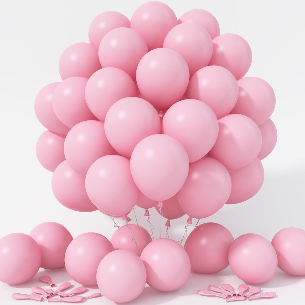 Jobkoo Pastel Pink Balloons 12 Inch, 100 Pack Baby Pink Balloon Light Pink Latex Balloons Matte Pale Soft Macaron Pink Helium Balloons for Gender Reveal Baby Shower Princess Birthday Party Decorations
