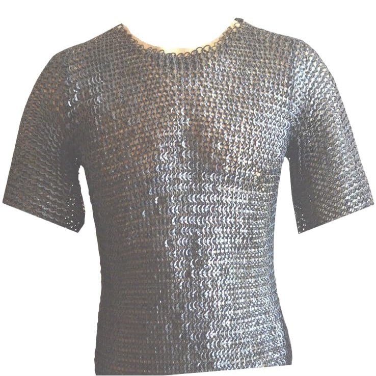 9mm 18g flat riveted washer chainmail shirt Blackened chainmail shirt Medieval chainmail shirt Handmade chainmail Flat riveted chainmail (M, BLACKENED)