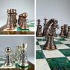 Embroidered Metal Chess Pieces with Wooden Chess Board- Engraved Chessmen - Unique Bronze Silver Finish Chess Pieces - Luxury Chess Handmade Gift Idea for Dad, Husband (Only Chess Pieces) view 2