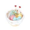 1/12 Dollhouse Woolen Yarn in Basket Knitting Yarn Miniature with Scissors Dollhouse Basket for Dollhouse Desktop Accessories, Blue view 1