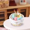 1/12 Dollhouse Woolen Yarn in Basket Knitting Yarn Miniature with Scissors Dollhouse Basket for Dollhouse Desktop Accessories, Blue view 2